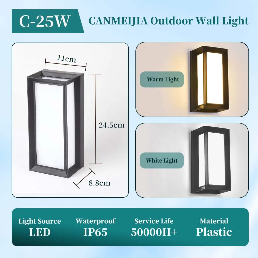 Modern square wall light LED Flush mount Black Home Decor Wall Sconce IP65 Waterproof