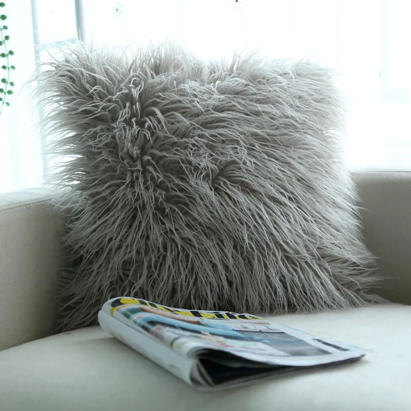 Pack of 1 Soft Luxury Long Faux Fur Plush Throw Pillow Cover,