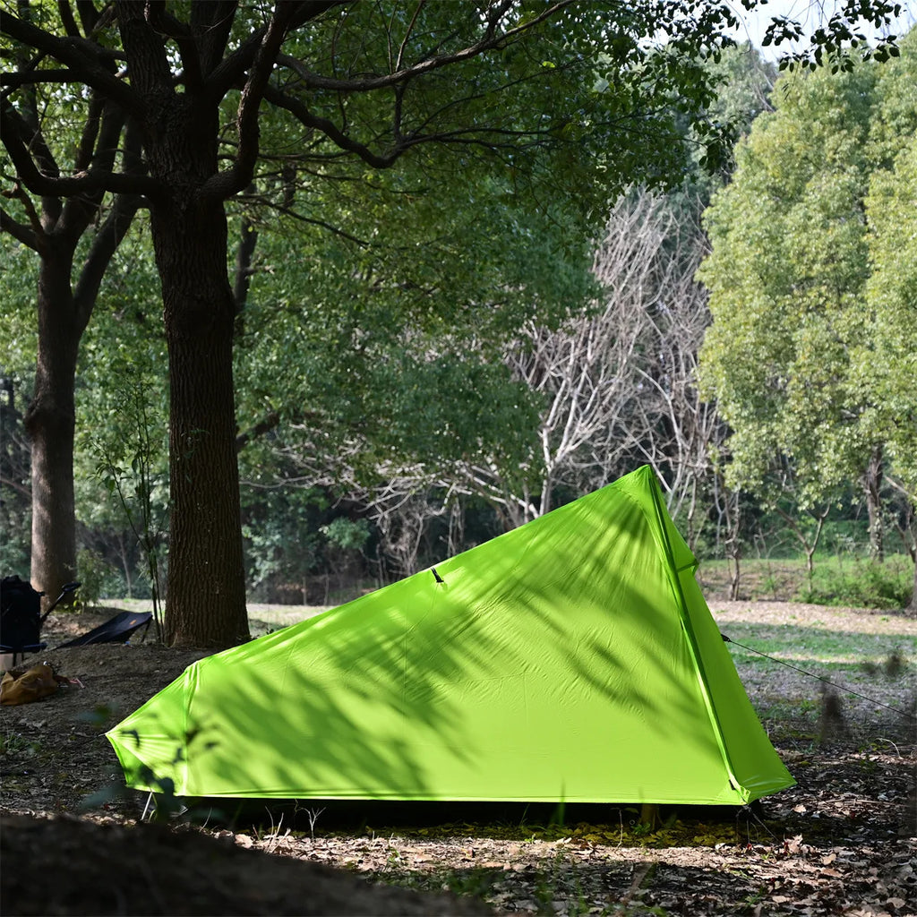 Outdoor Camping Single Person Tent, Ultralight Double Layers 15D Silicone Coated No Poles Tent