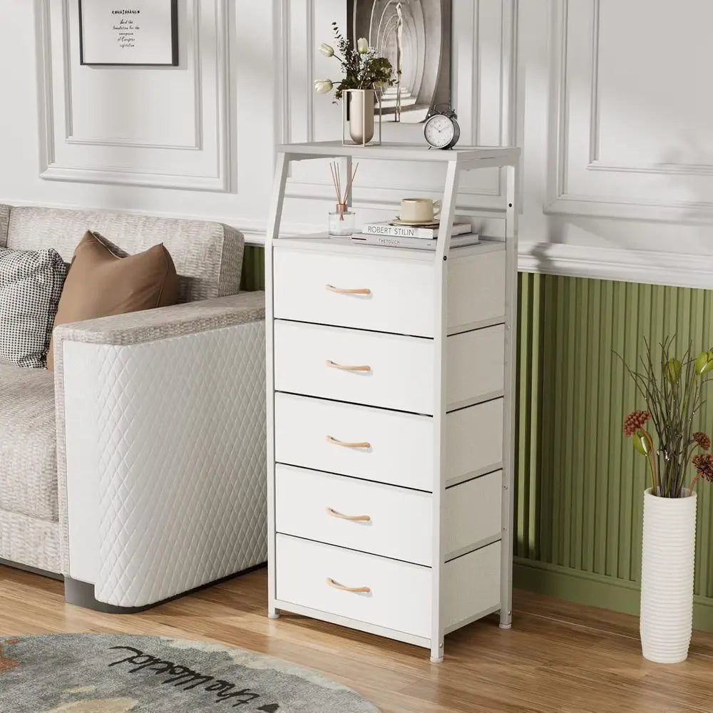 5-Tier Metal and Wood Storage Unit with Open Shelf