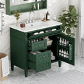 36'' Bathroom Storage Cabinet Vanity with Single Sink with 2 Drawers, 1 Pull Down Drawer and 1 Door