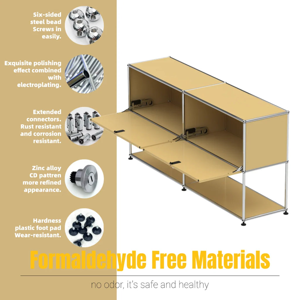 Hot-Seller | Minimalist Steel Storage Side Cabinet, Slim Profile Flip Door Unit