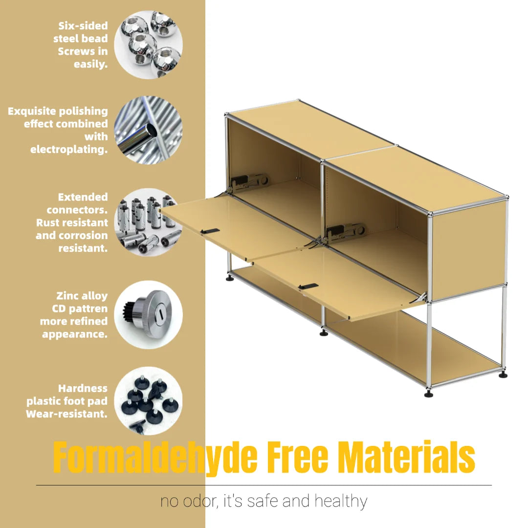 Hot-Seller | Minimalist Steel Storage Side Cabinet, Slim Profile Flip Door Unit