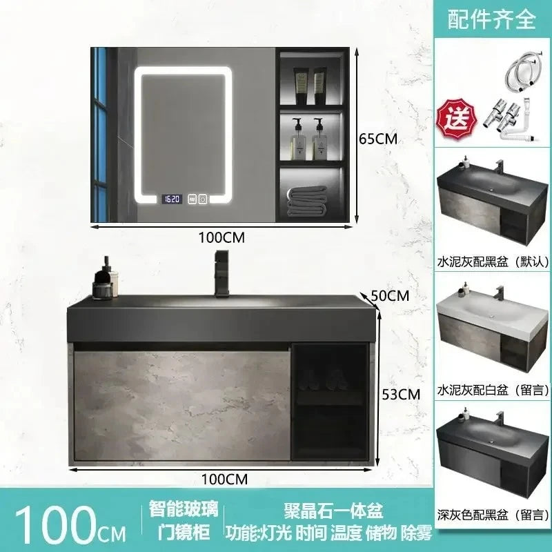 Modern Bathroom Cabinet, Smart Mirror, Integrated Washbasin Bathroom Vanity Cabinets with Sink