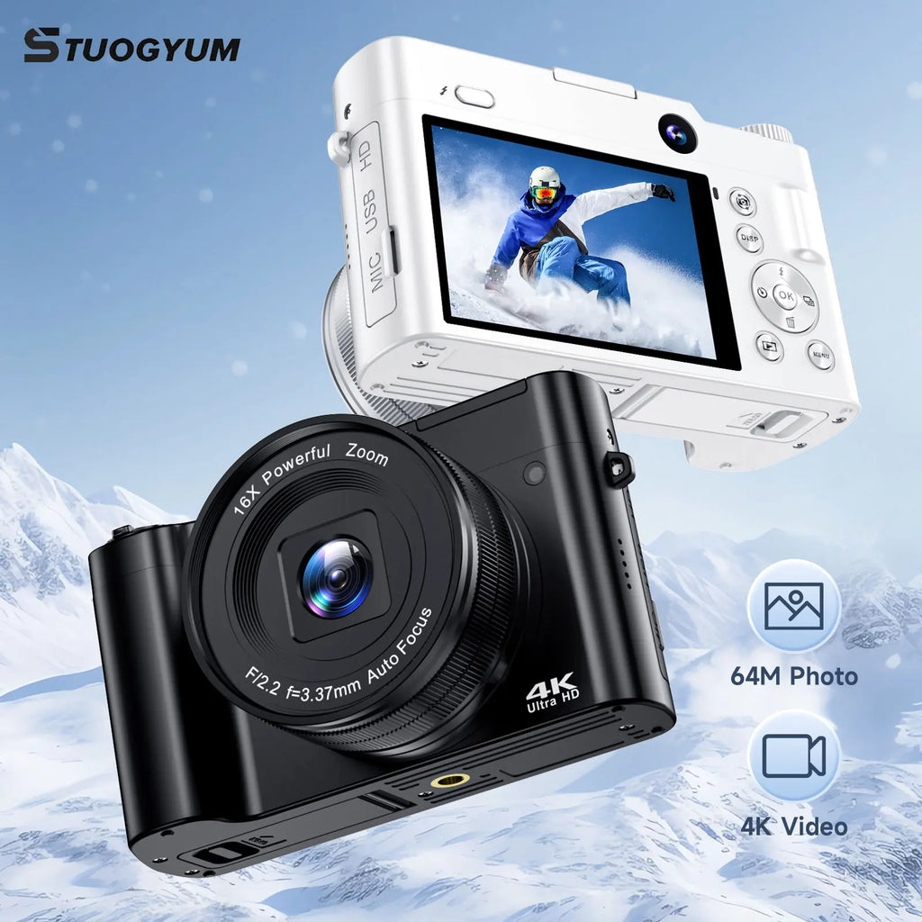 4K Digital Camera for Photography and Video, Autofocus 48MP Vlogging Camera, 3'' 180° Flip Screen with Flash