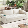 89" Modern Sofa for Small Spaces, Comfy Chenille Fabric with USB/Type-C Ports, Removable Cover & Wide Armrests