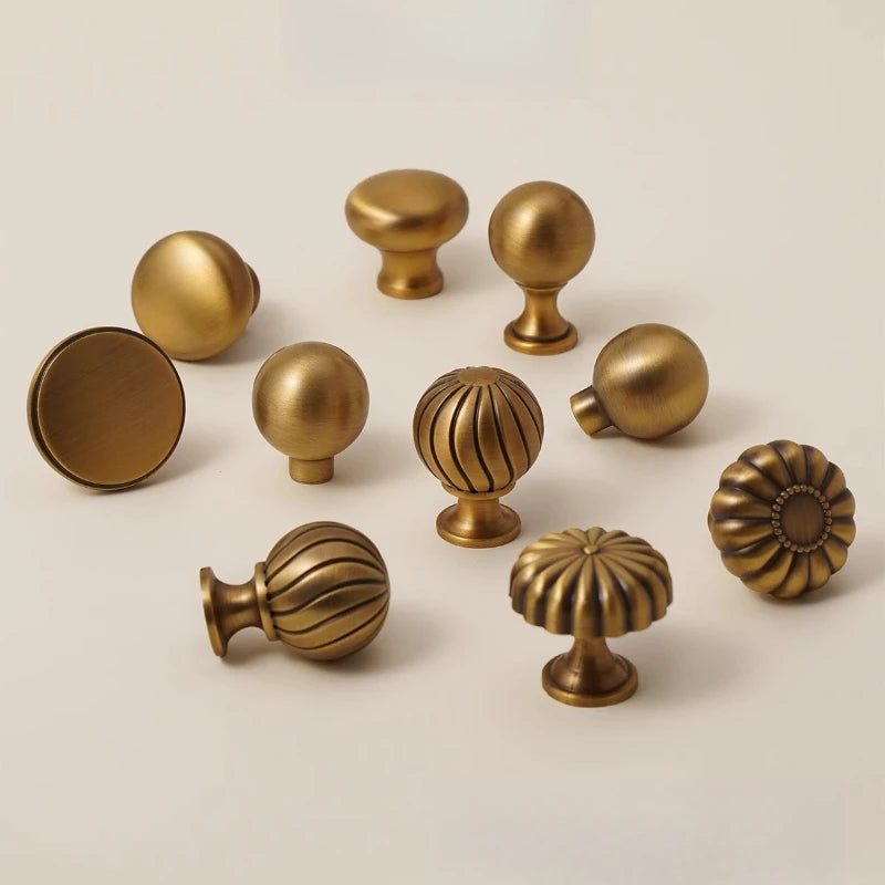 Vintage Style Brass Handles, Bronze Single-Hole Small Knobs