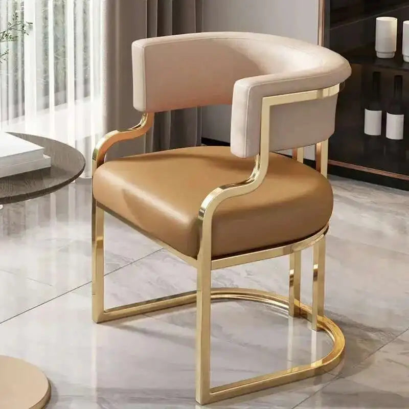 Luxury golden Dining Chairs, wrought Iron Backrest Armchair