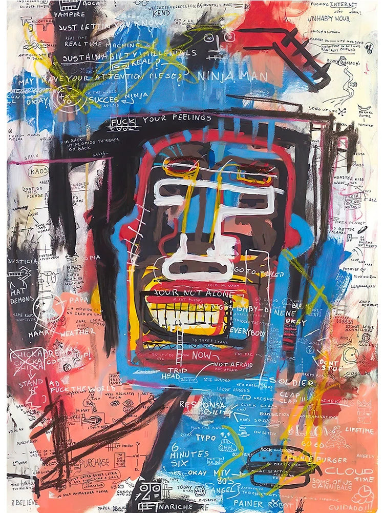 Graffiti Artist Jean Michel Abstract Canvas Art Poster and Print Canvas Paintings