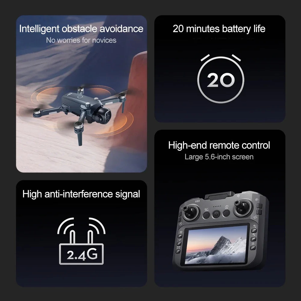 Lenovo V988 Foldable GPS RC Drone 8K Dual HD Camera 5G WIFI FPV Large Screen Remote Control
