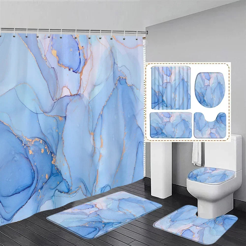 Abstract Art Bathroom Decor Door Rug Bath Mat Toilet Lid Cover