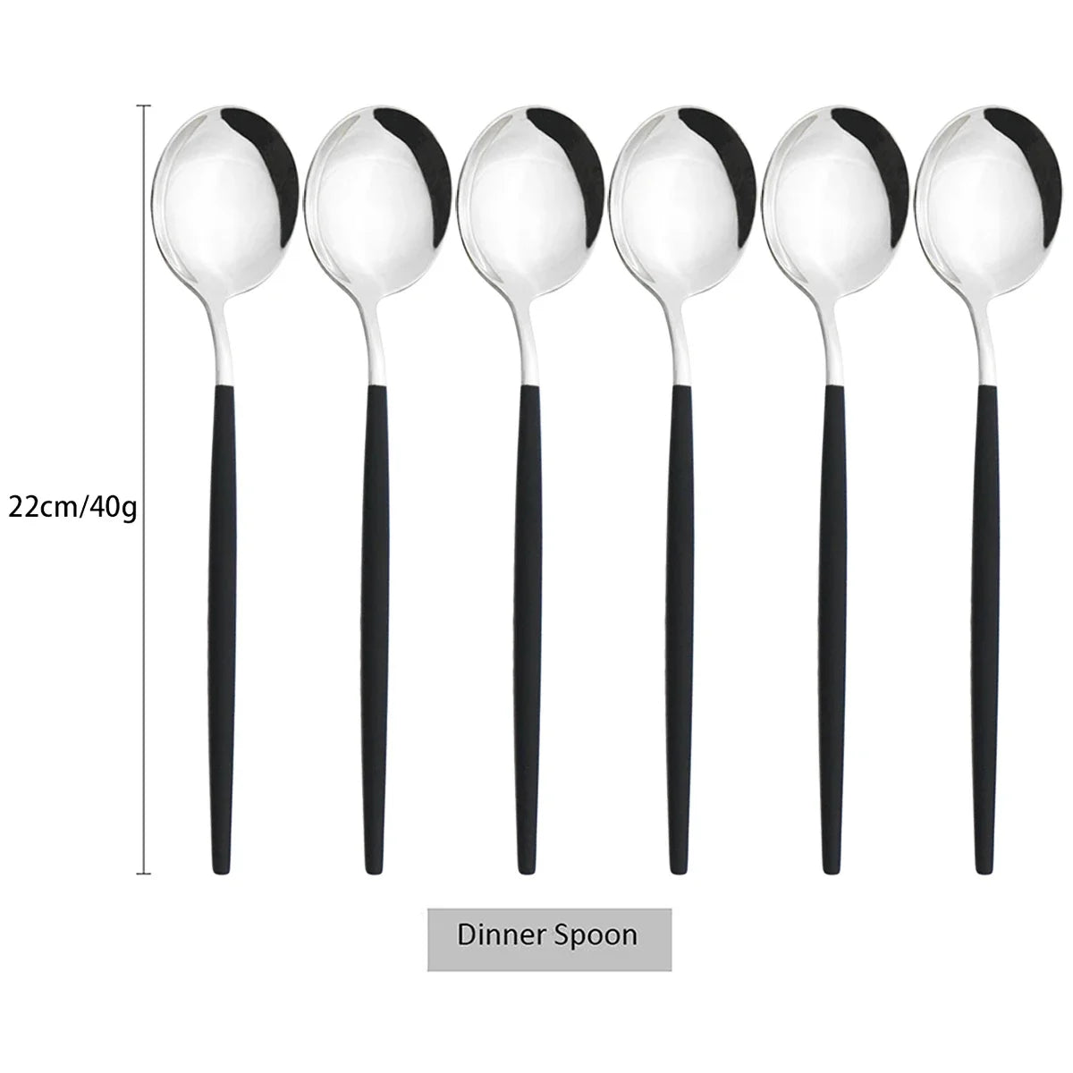 6Pcs Gold Ladle Spoon Dinnerware Western Stainless Steel Cutlery Set Dinner Spoon Soup Spoon Tableware Kitchen Silverware Set