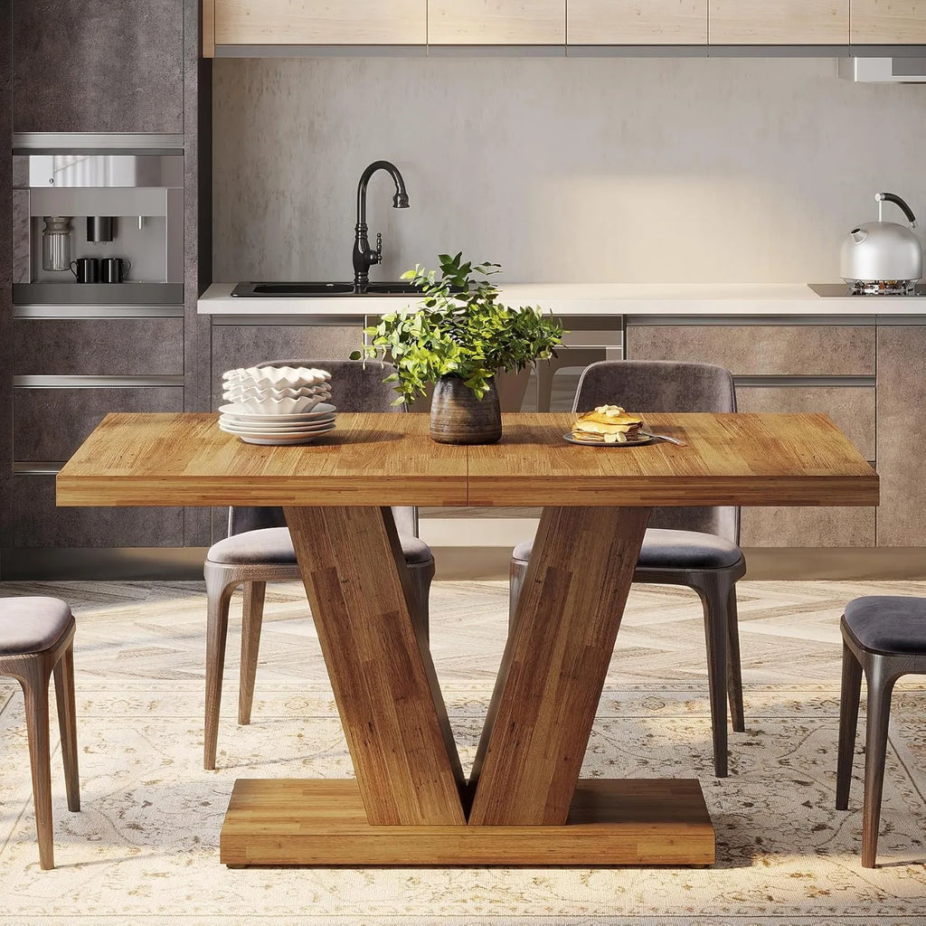 LITTLE TREE 47-Inch Dining Table for 4,Dinner Table with Heavy Duty Pedestal,