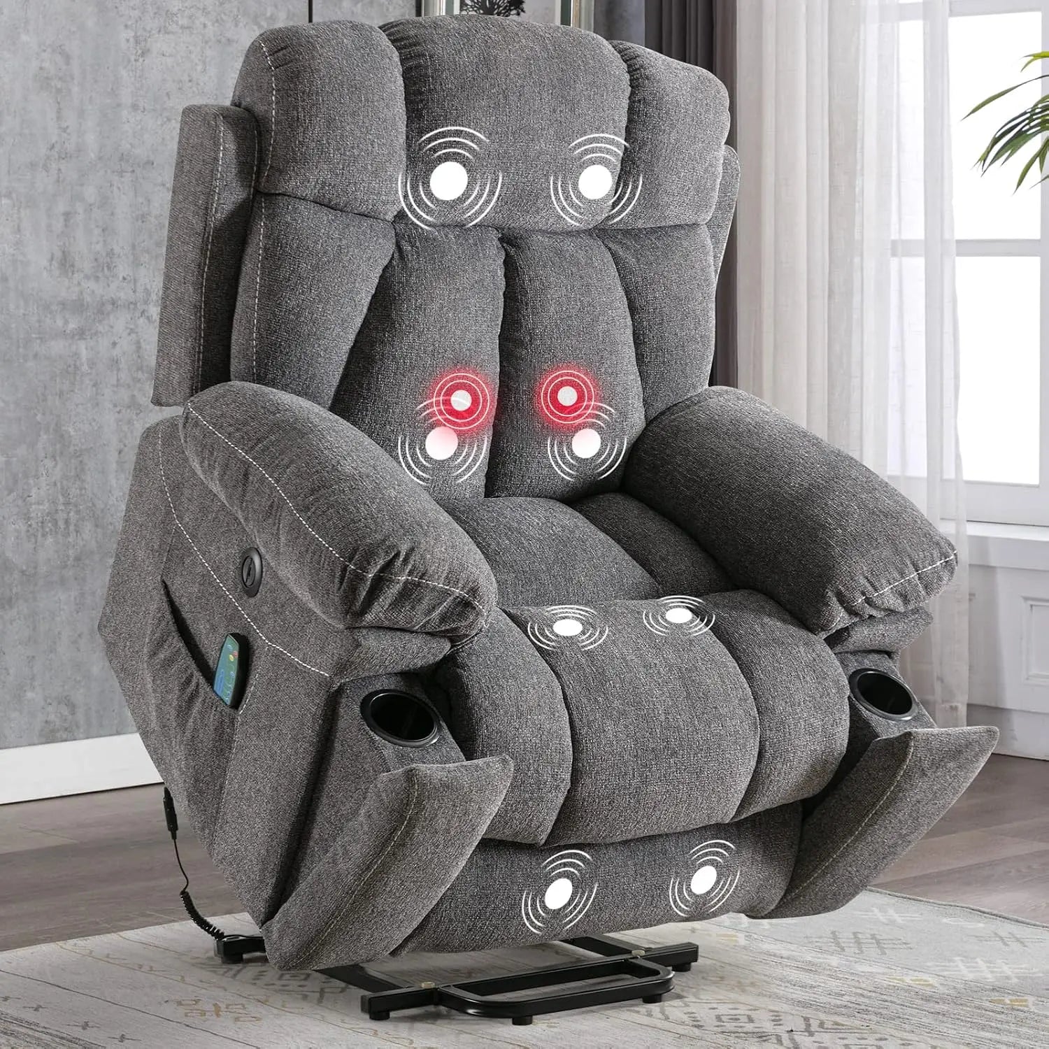 Large Power Lift Recliner Chairs with Massage and Heat for Elderly Big People,