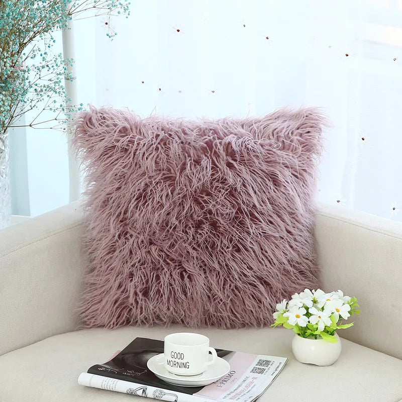 Pack of 1 Soft Luxury Long Faux Fur Plush Throw Pillow Cover,