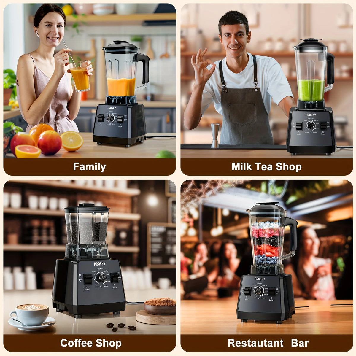 PRASKY 2400W Blender and Grinder Combo