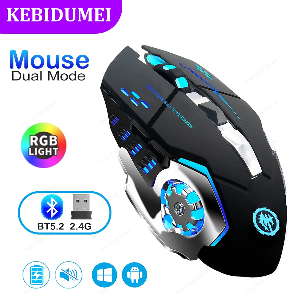 2.4G Wireless Rechargeable Bluetooth RGB Backlit Gaming Mouse