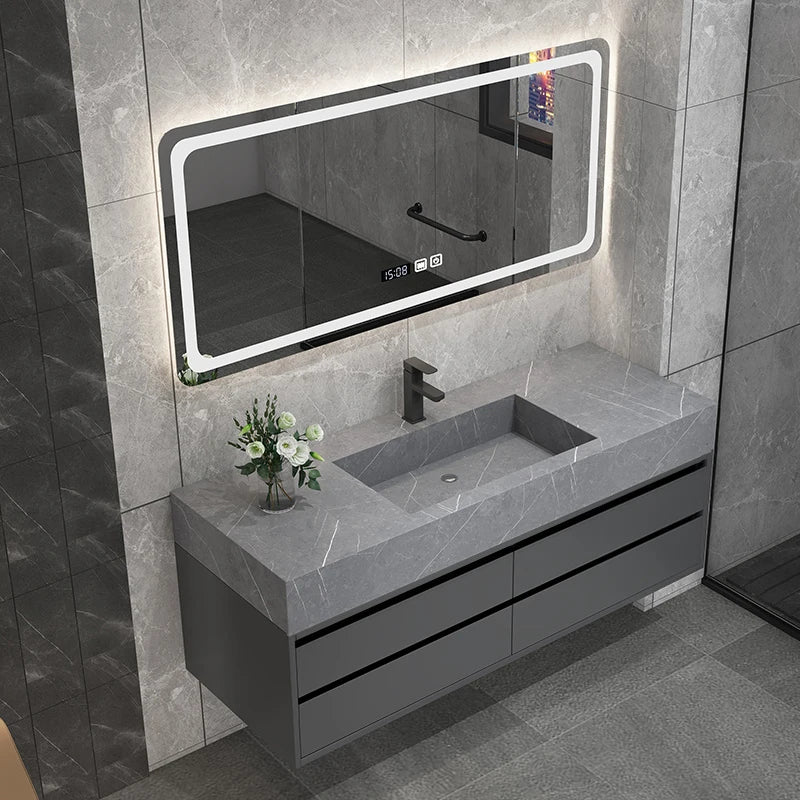 Solid Wood Modern Smart Home Bathroom Vanity Cabinet with Sink