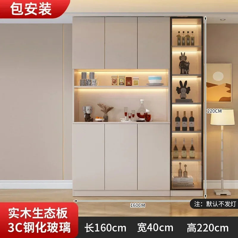 Large Modern Kitchen Pantry with Glass Doors and Drawers, Sideboard Buffet