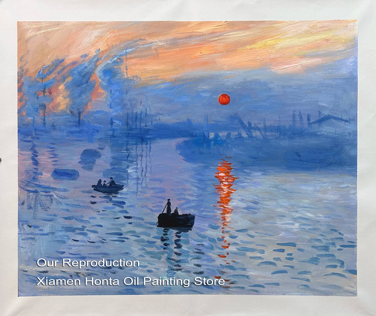 100% Handmade High Quality Famous Impressionism Oil Painting Reproduction on Linen Canvas,Impression Sunrise by Claude Monet 030