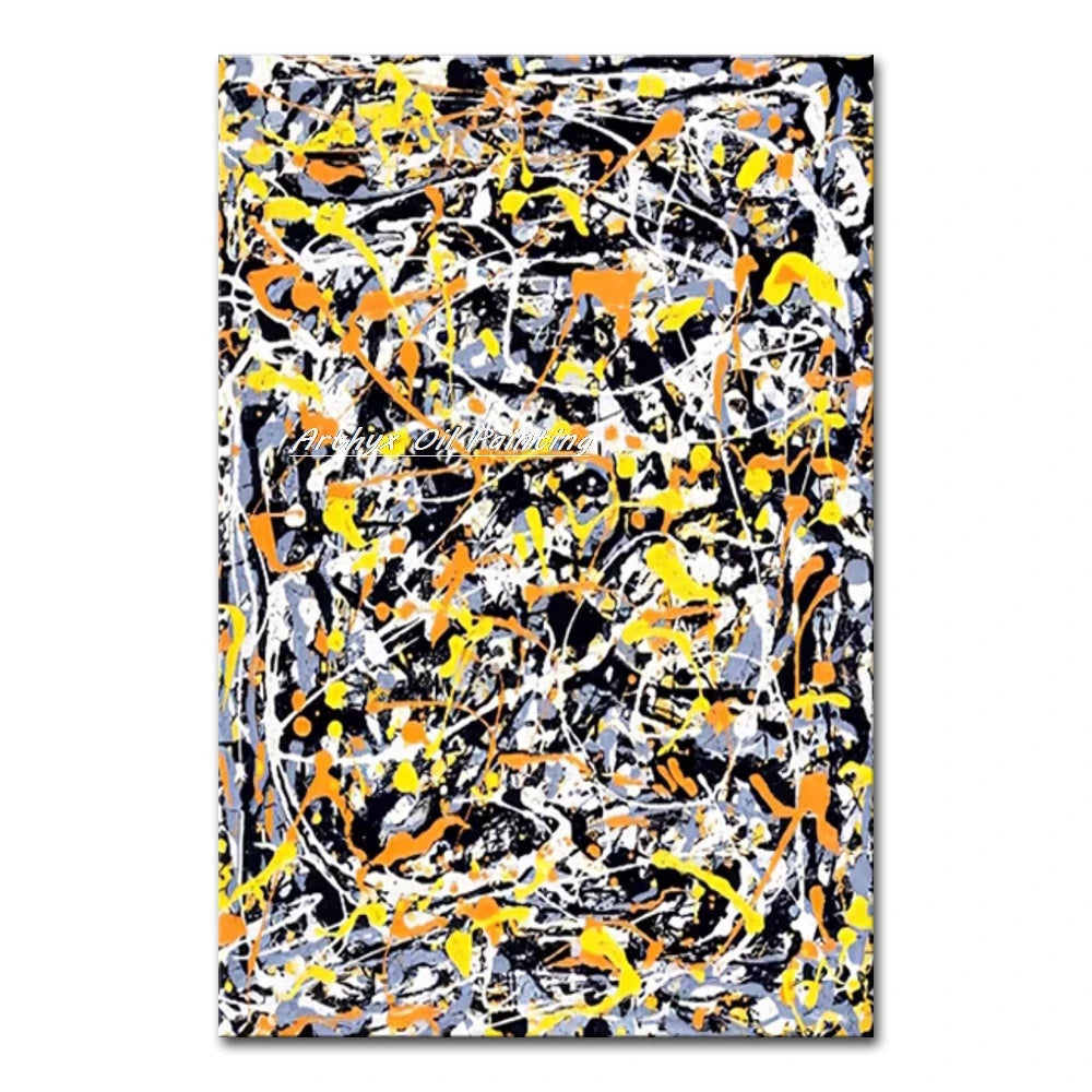 Arthyx,Hand Painted Copy Jackson Pollock Style Oil Painting on Canvas