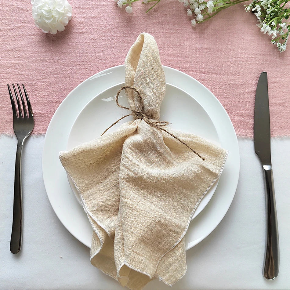Set of 6  Terracotta Cloth Napkins, Cotton Factory Wholesale Fabric Serviette Gauze Table Towels