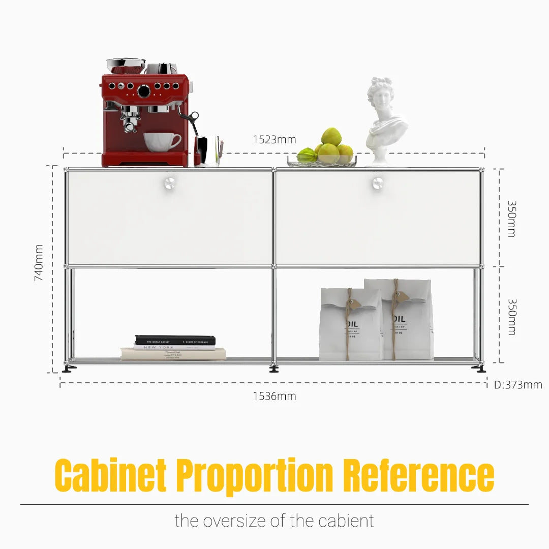 Hot-Seller | Minimalist Steel Storage Side Cabinet, Slim Profile Flip Door Unit