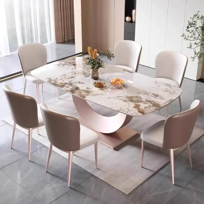 Modern Rectangular Marble Dining Table, Also Chairs