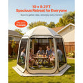 Screen House Tent 10 x 9.2 ft Beige 4-8 Person Pop Up Screened Canopy with Netting Sides Ground Stakes Carry Bag for Garden Pat