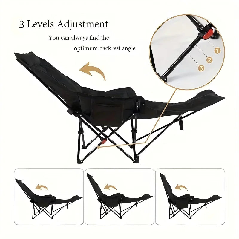 Heavy-Duty Foldable Beach Chair with Adjustable Height and Crossed Backrest