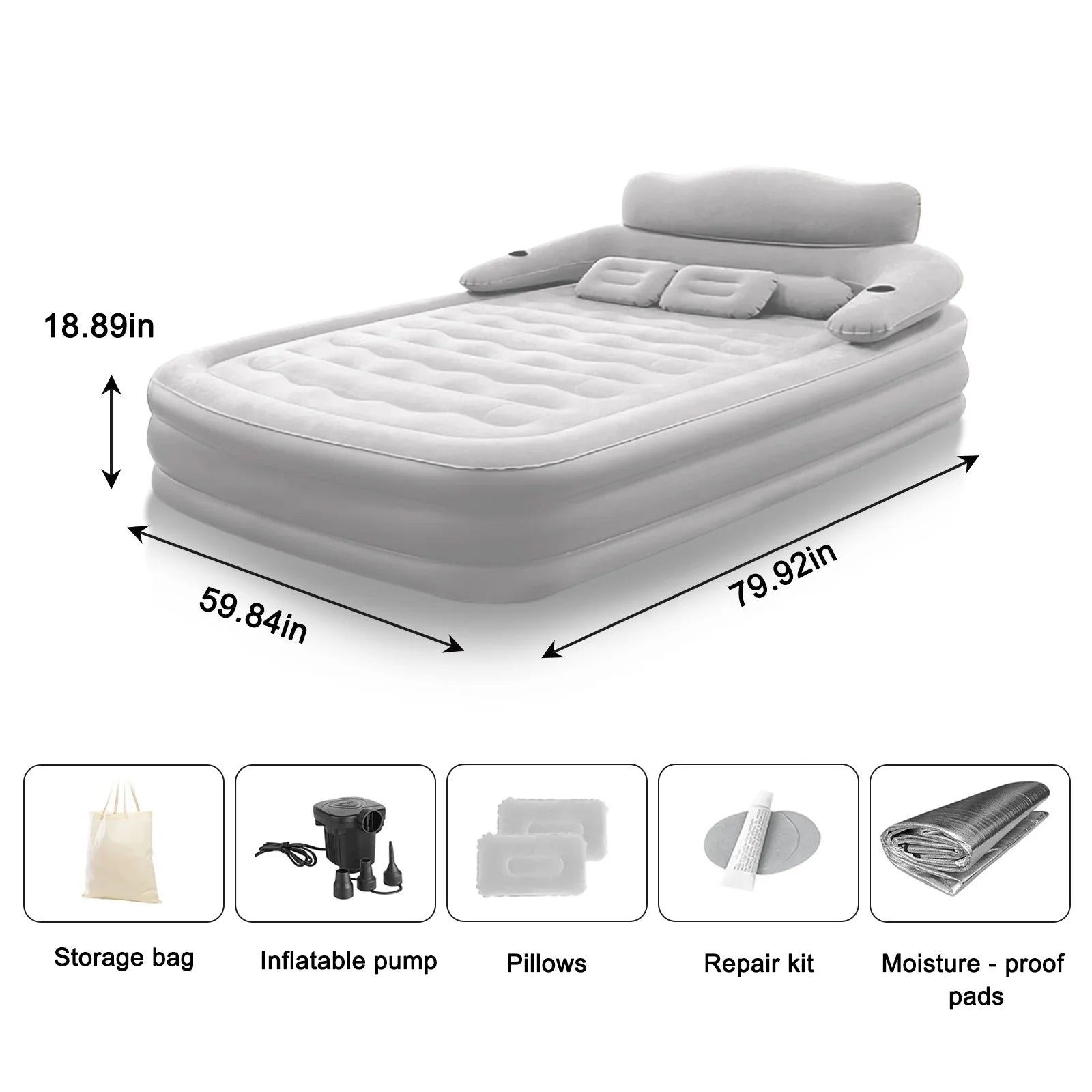 2 Person Built-In Pump Automatic Inflatable Camping Mattress