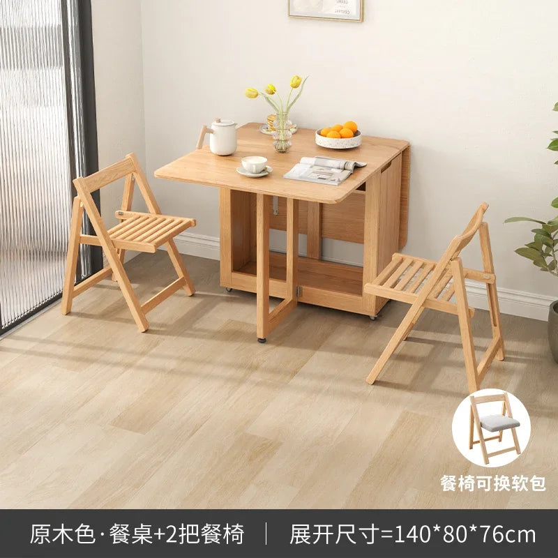 Folding Dining Table Set 6 Chairs, Luxury Modern Space Savers