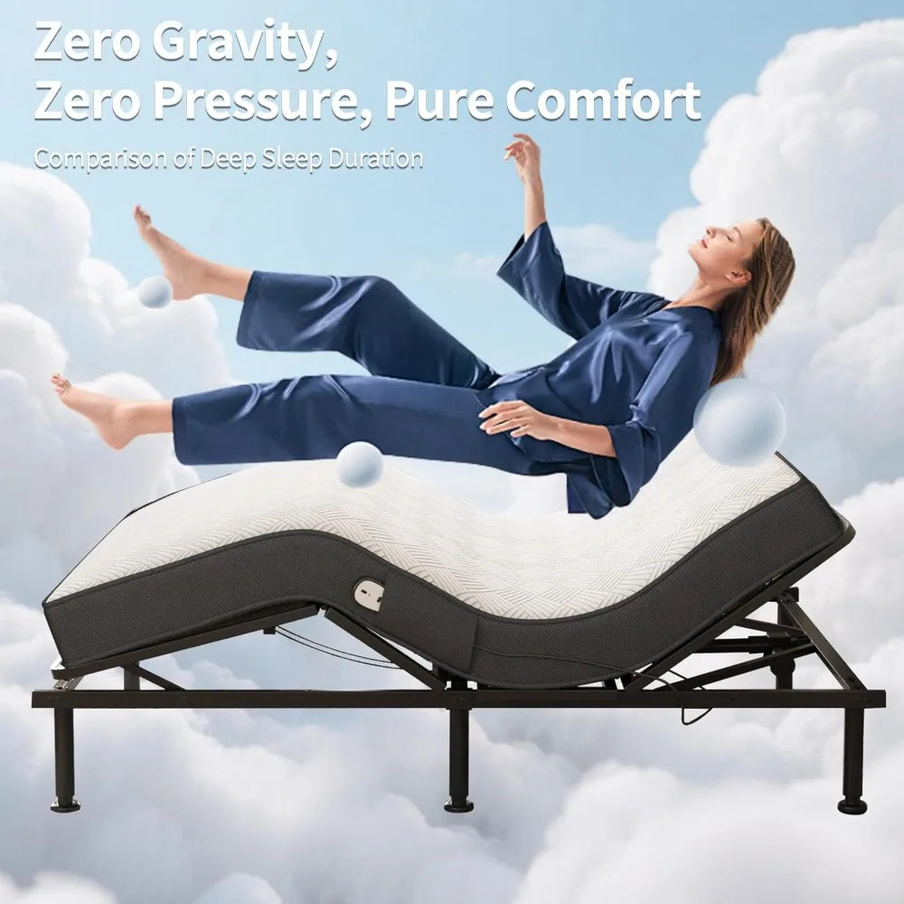 Electric Adjustable Bed Frame with Remote and 13CM Memory Foam Mattress