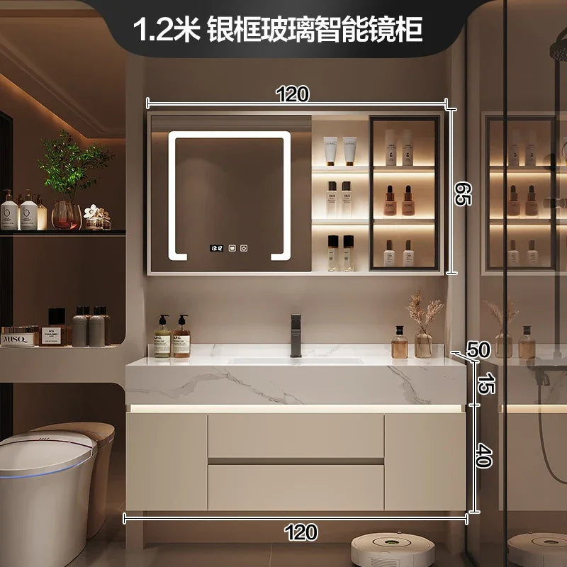 Luxury Bathroom Vanity Cabinet with Storage, Mirror, Wall Shelves
