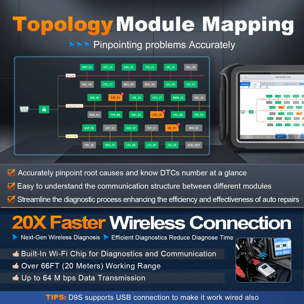 XTOOL D9 D9S Full System Car Diagnostic Tool