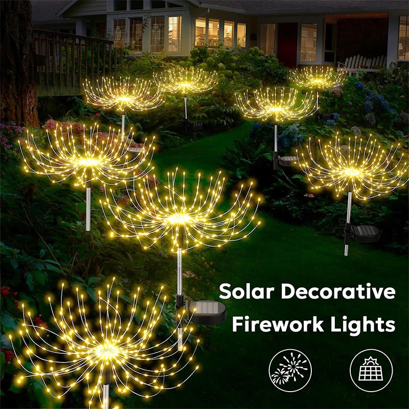 420LED Solar Power Firework Garden Lights Decor Pathway Outdoor Waterproof Patio Lawn Landscape Yard Solar Light