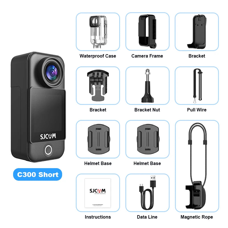 C300 Pocket Action Camera 4K FHD With Long Battery Life Video 30M Waterproof 5G WiFi Camera Sport Action Cam