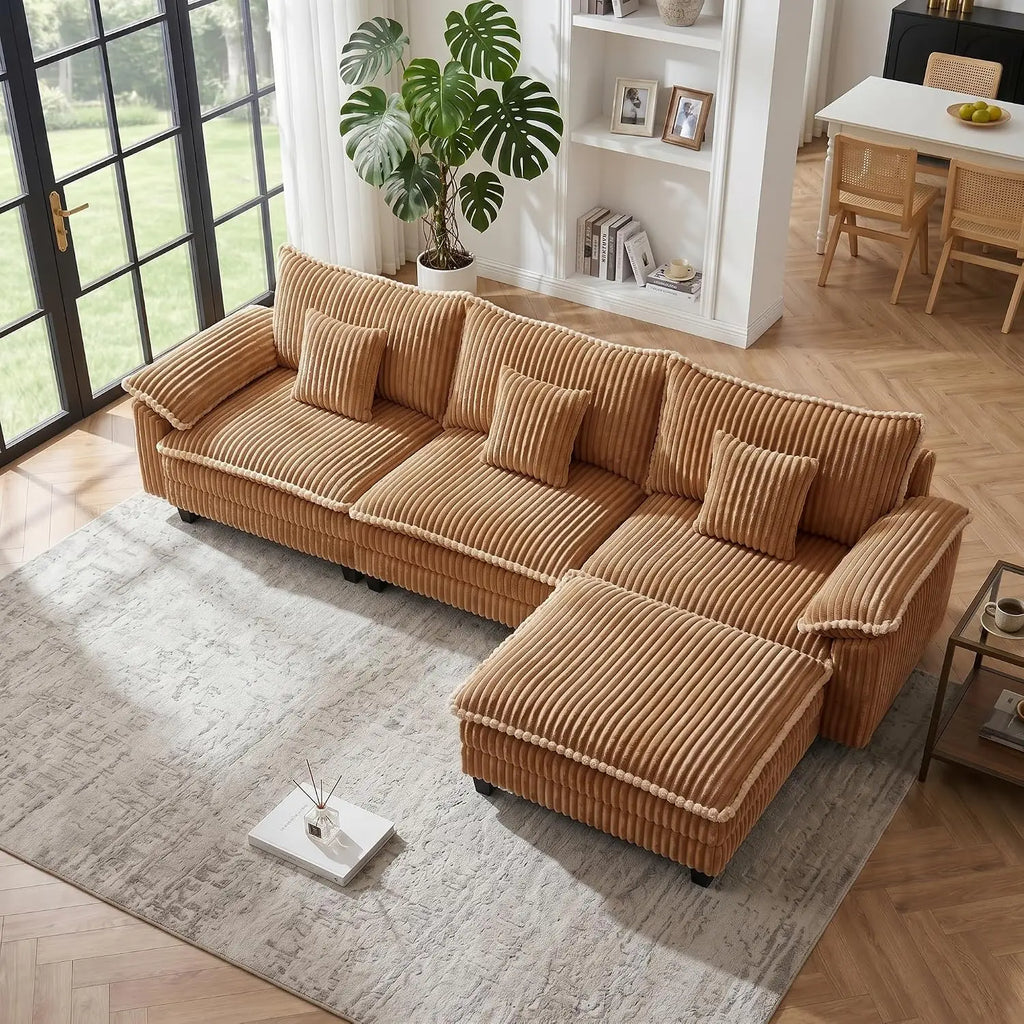 118" Modular Sectional Sofa, Wide-Channel  Corduroy