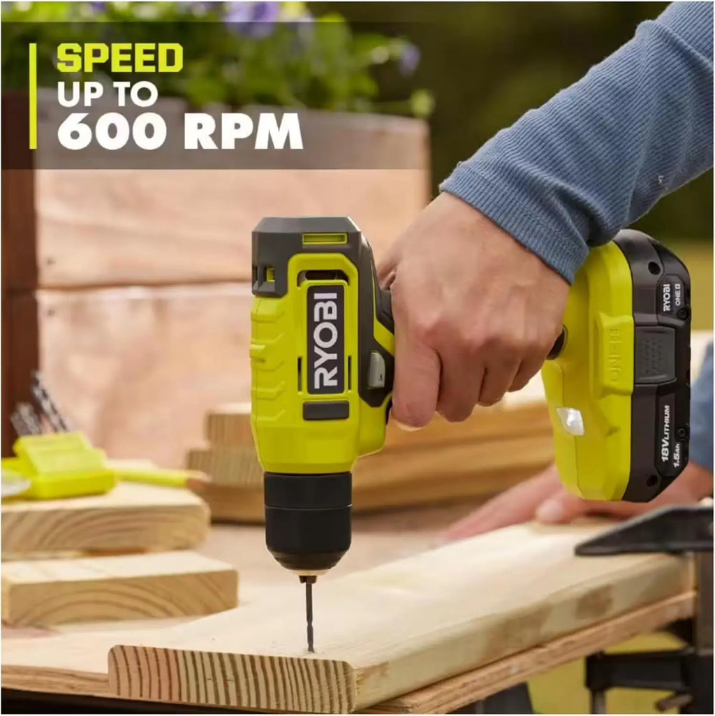 18V Cordless Drill Driver Kit with 1.5Ah Battery, Charger, Hand Tools, Drill Bits, Tool Bag, Holster, Pouch & Flashlight