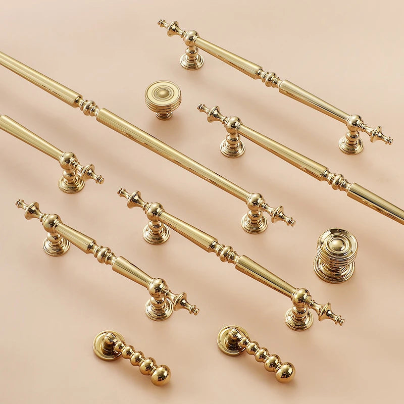Bright Gold Luxury Solid Brass Handles for Cabinets and Drawers