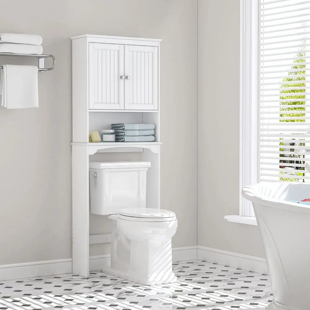 Over Toilet Storage Cabinet, White, Adjustable Shelves,