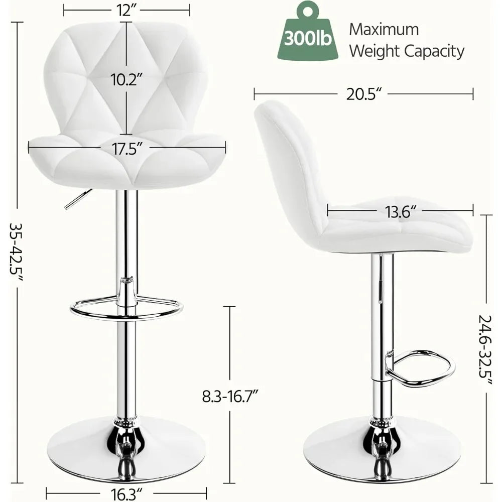 Height Adjustable Swivel Barstools, PU Leather Counter Stools with Backrest