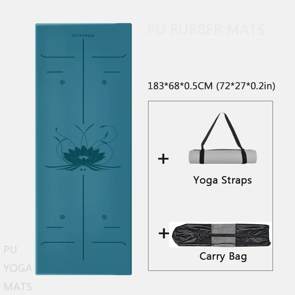 Natural Rubber Yoga Mat, Professional Lotus Pattern PU Yoga Mat