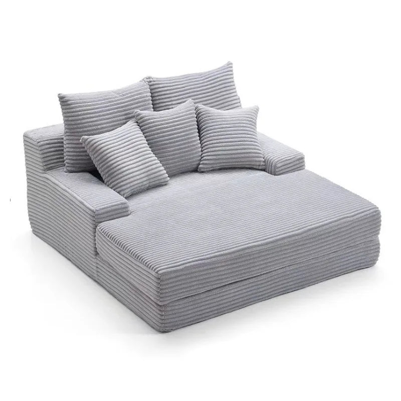 Modern Vacuum Compressed Sofa Plush Corduroy Sectional Sofa, Living Room Bedroom Recliner Lazy Combination Sofa Bed
