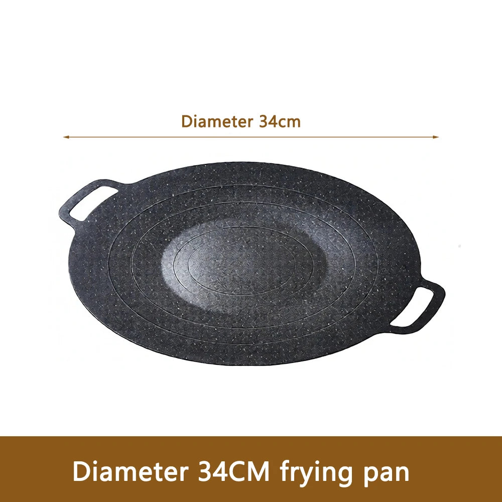 Non-Stick BBQ Grill Pan, Barbecue Cooking Plate, Korean-Style Grill Pan