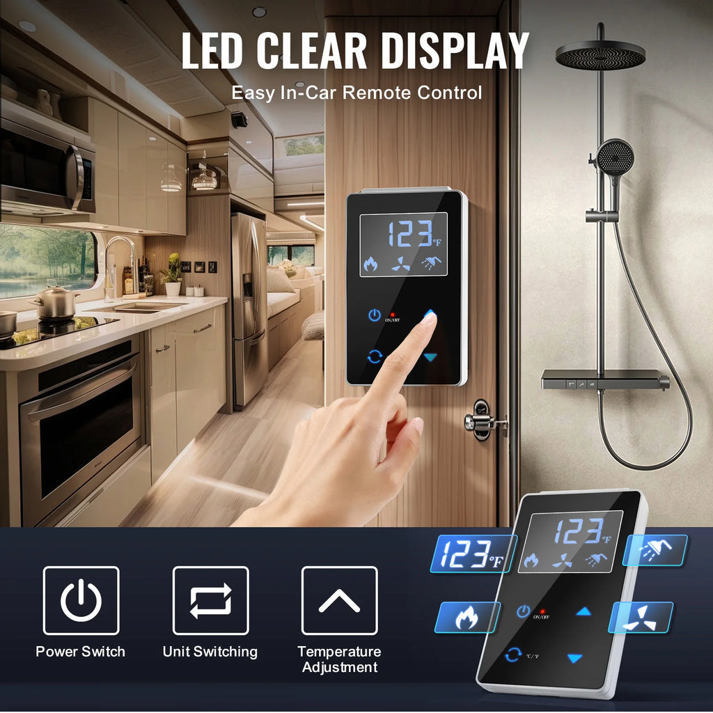 SucceBuy RV Tankless Water Heater Instant Shower 15 x 15 in  Optimized Comfort Performance Hot Water Ideal for RVers' Family