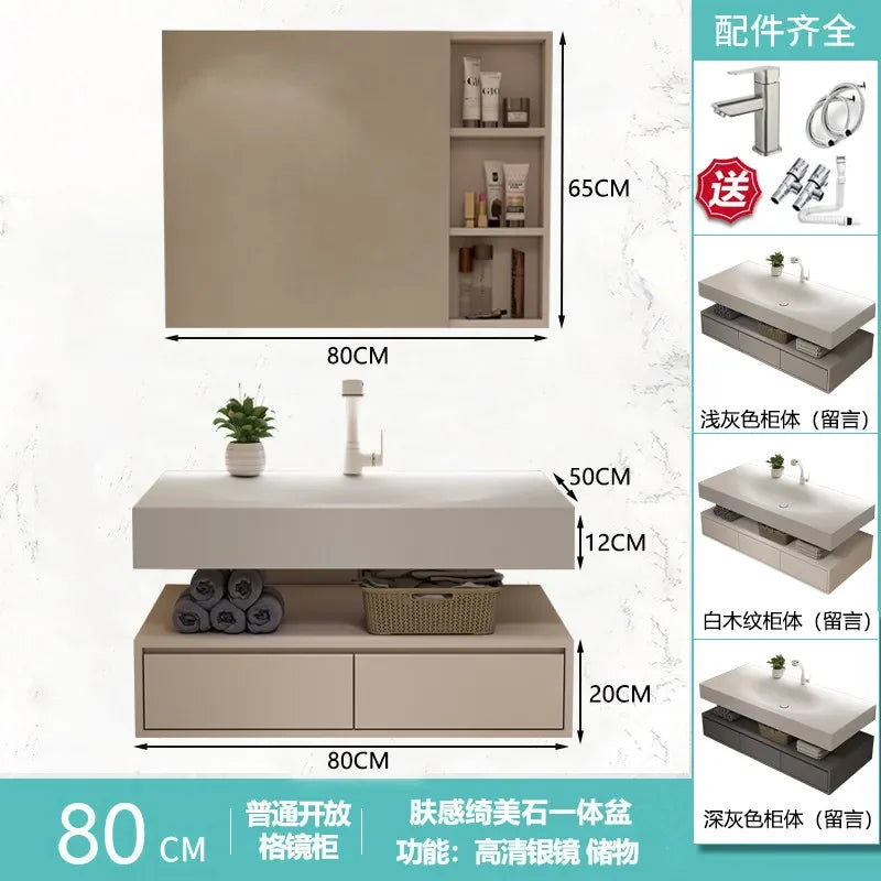 Modern Integrated Bathroom Vanity Washstand Basin, Combined Cabinet