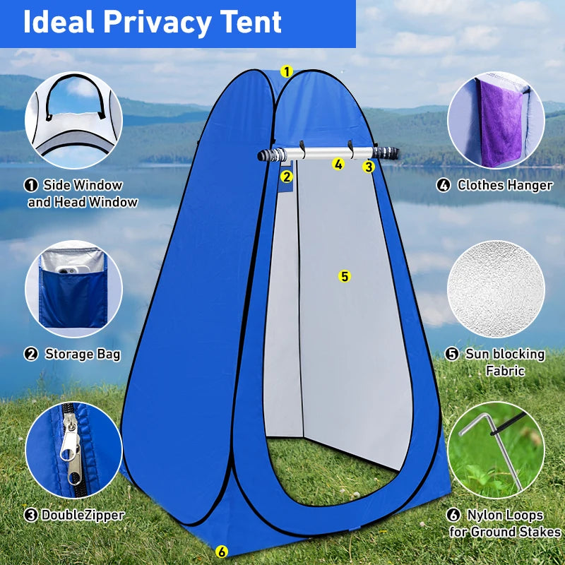 WESTTUNE Portable Pop-Up Camping Shower Tent, Privacy Changing Fitting Room Tent, Shelter Mobile Toilet Tent