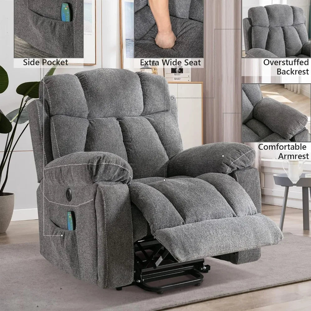 Large Power Lift Recliner Chairs with Massage and Heat for Elderly Big People,