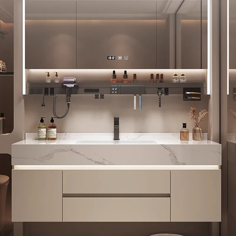 Luxury Bathroom Vanity Cabinet with Storage, Mirror, Wall Shelves